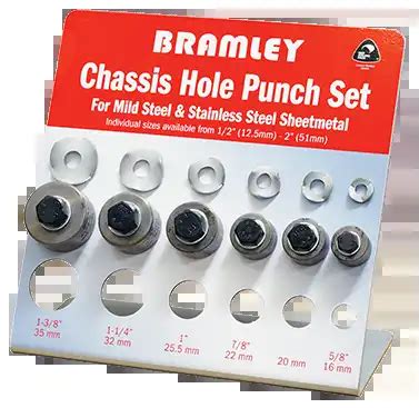 bramley sheet metal chassis punches|BRAMLEY Sheetmetal Chassis Hole Punch 6 piece Set.